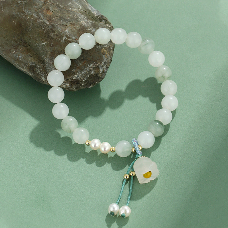 Freshwater Pearl Jade Pearl Lotus Bracelet