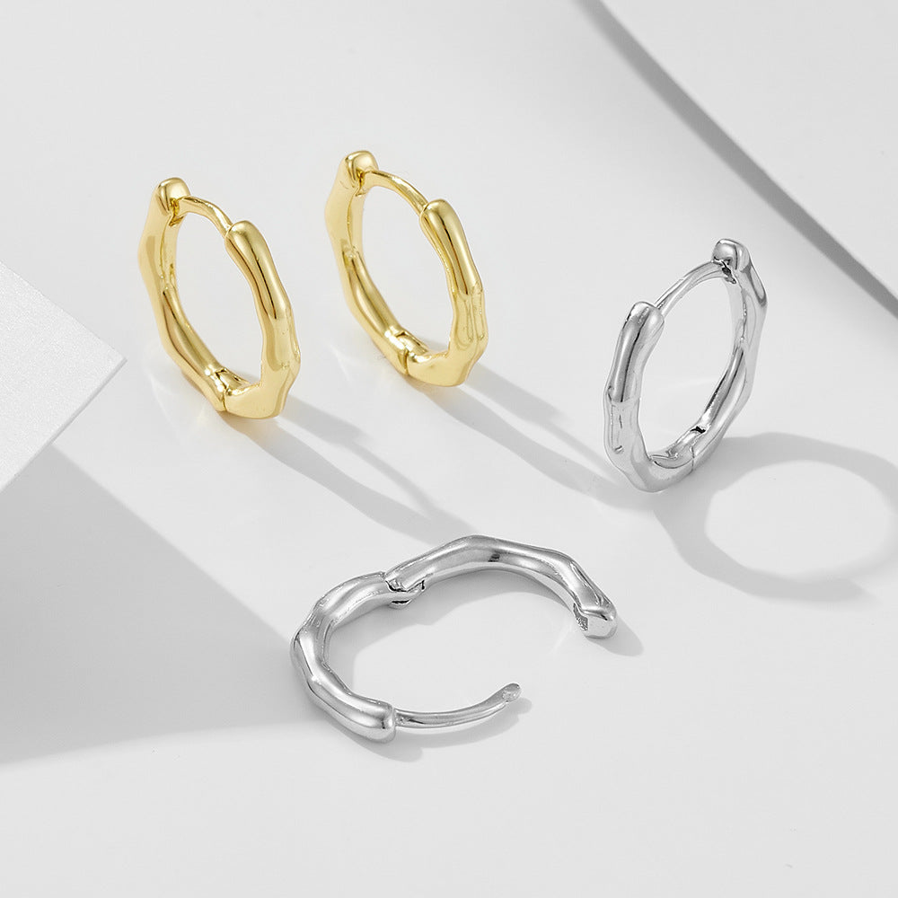 Irregular Wave Twist Ear Buckle S925 Sterling Silver Earrings