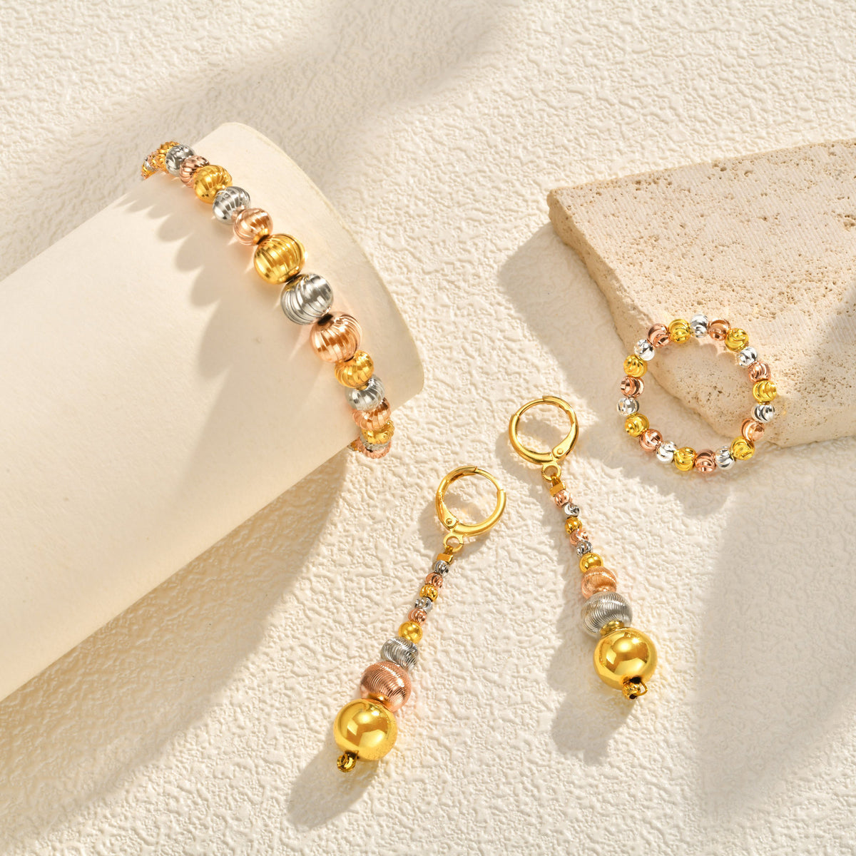 Coordinated Zircon Jewelry Collection – Ring, Bracelet & Earrings