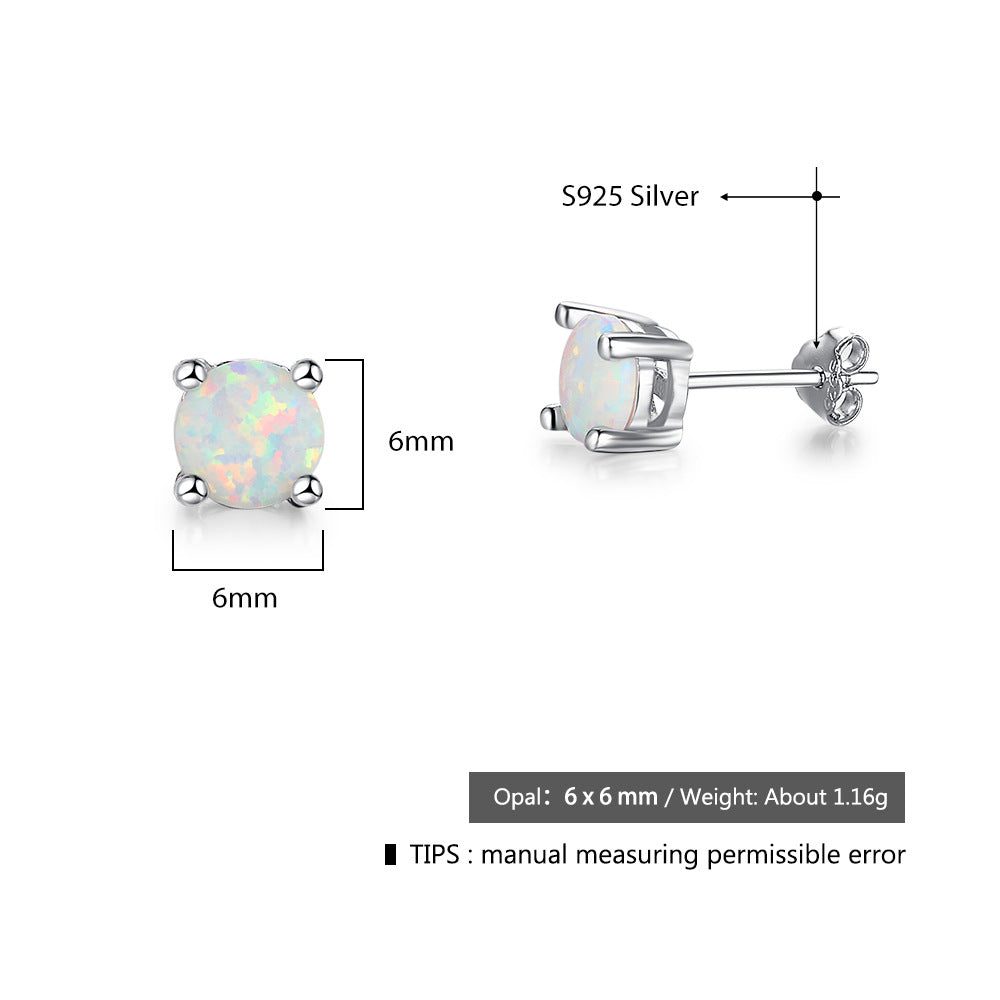 Planderful Jewelry Opal Stud Earrings In Sterling Silver 6mm Everyday Genie Style