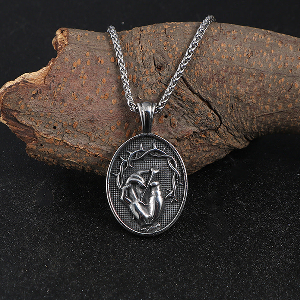 Retro Thorn Handle Nail Pendant Necklace for Men - Cross-Border Titanium Steel Hip-Hop Locomotive Style