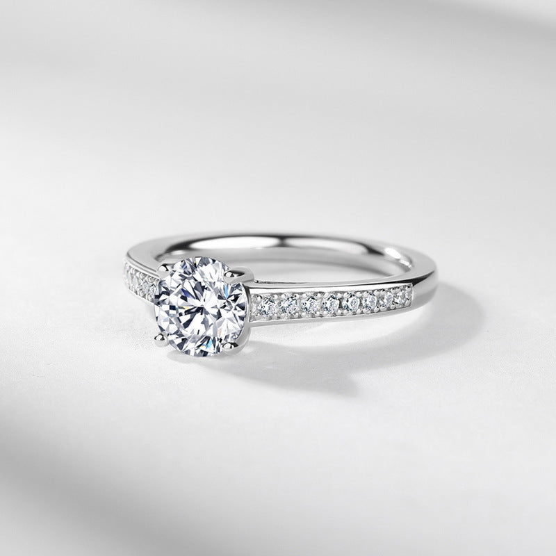 Planderful Four-Prong Moissanite Sterling Silver Ring – 6.5 × 6.5 mm, 1 ct – Style 2
