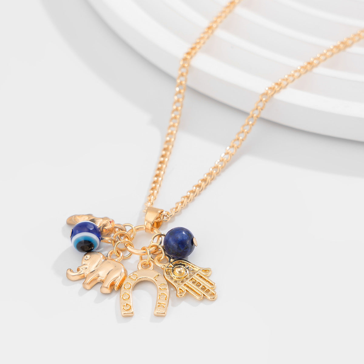 Conch, Fish & Eye Coastal Bead Necklace