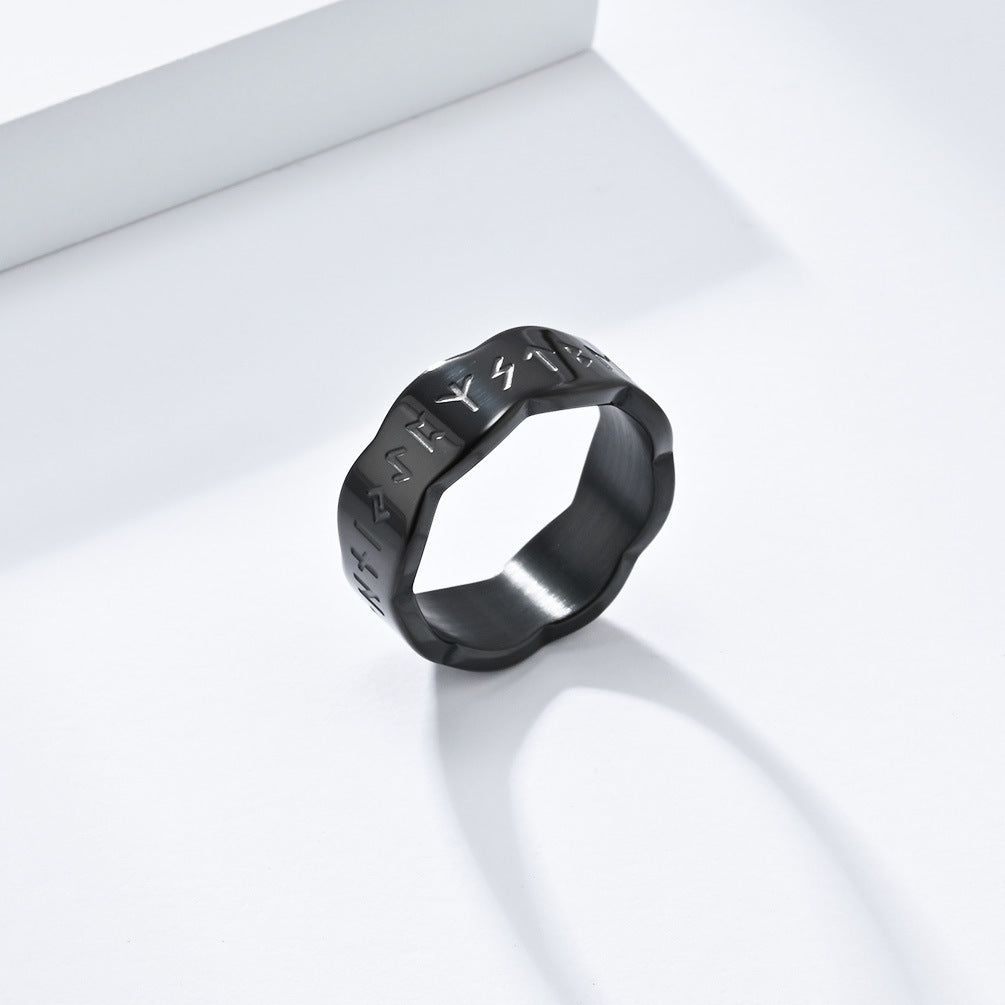 Planderful Viking Ring For Men Nordic Style Retro Titanium Steel Jewelry With Bold Cultural Appeal