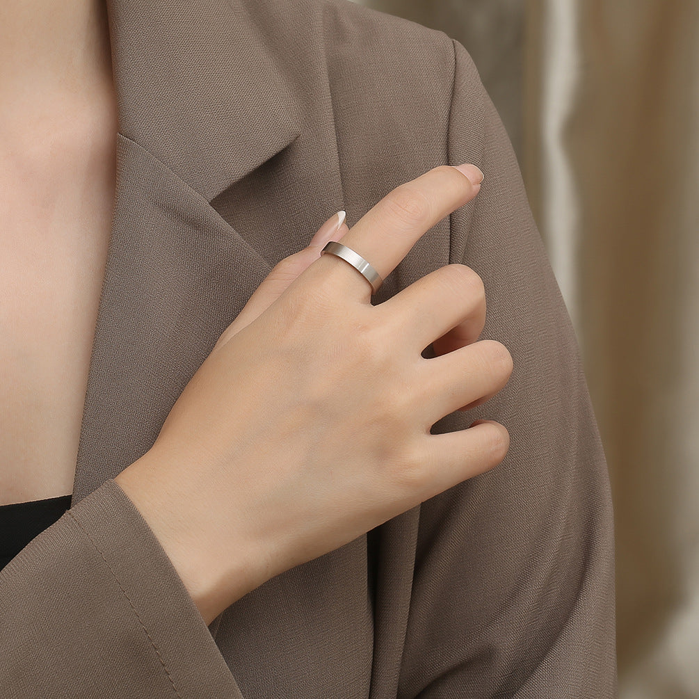 Planderful Titanium Steel Ring 4mm Matte Brushed Unisex Fade Resistant Jewelry For Men And Women Everyday Wear