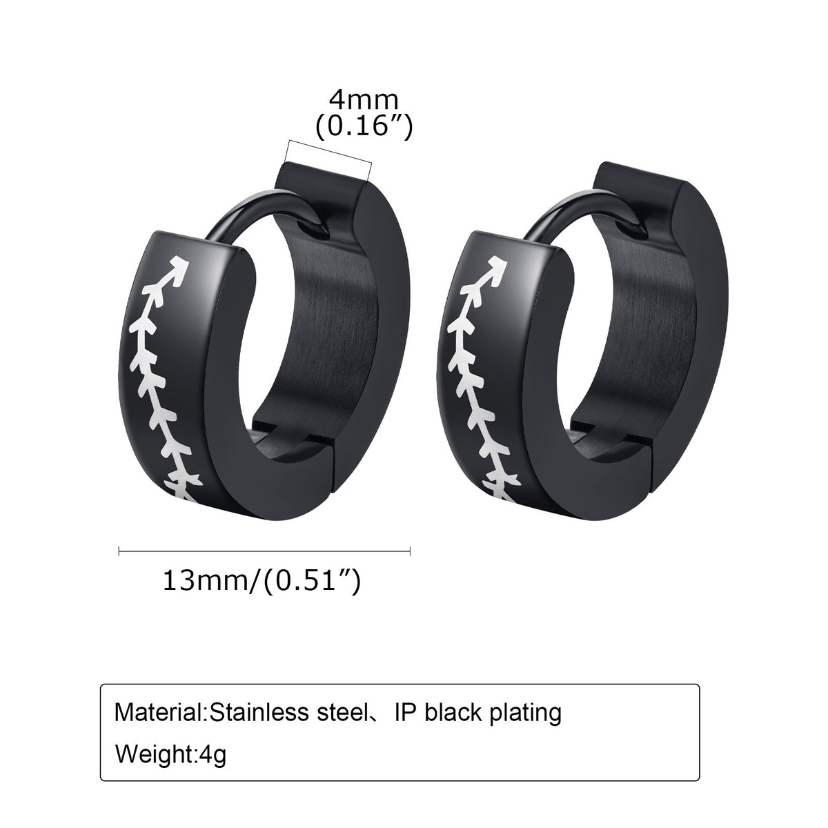 Engraved Black Symbol Hoop Earrings — Seven Designs