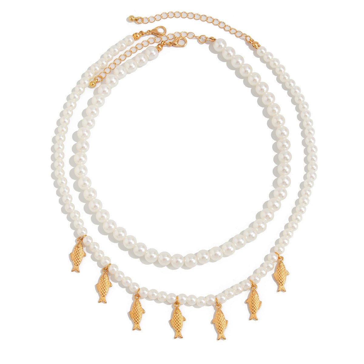 Coastal Fish & Pearl-Style Layered Necklace