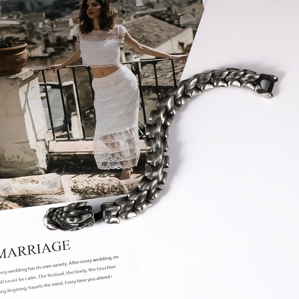 Titanium Steel Dragon Sand Surface Bracelet European Men