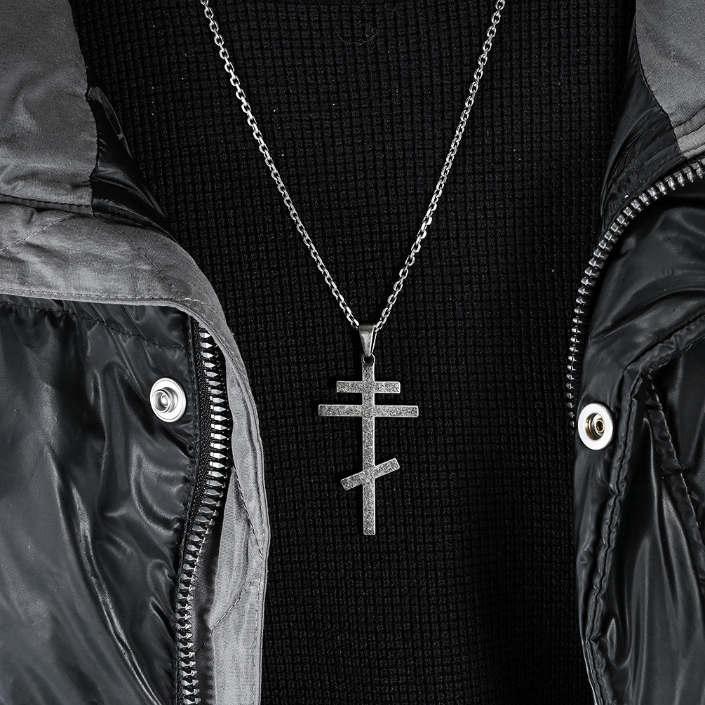 Steel Necklace - Vintage Orthodox Cross Pendant