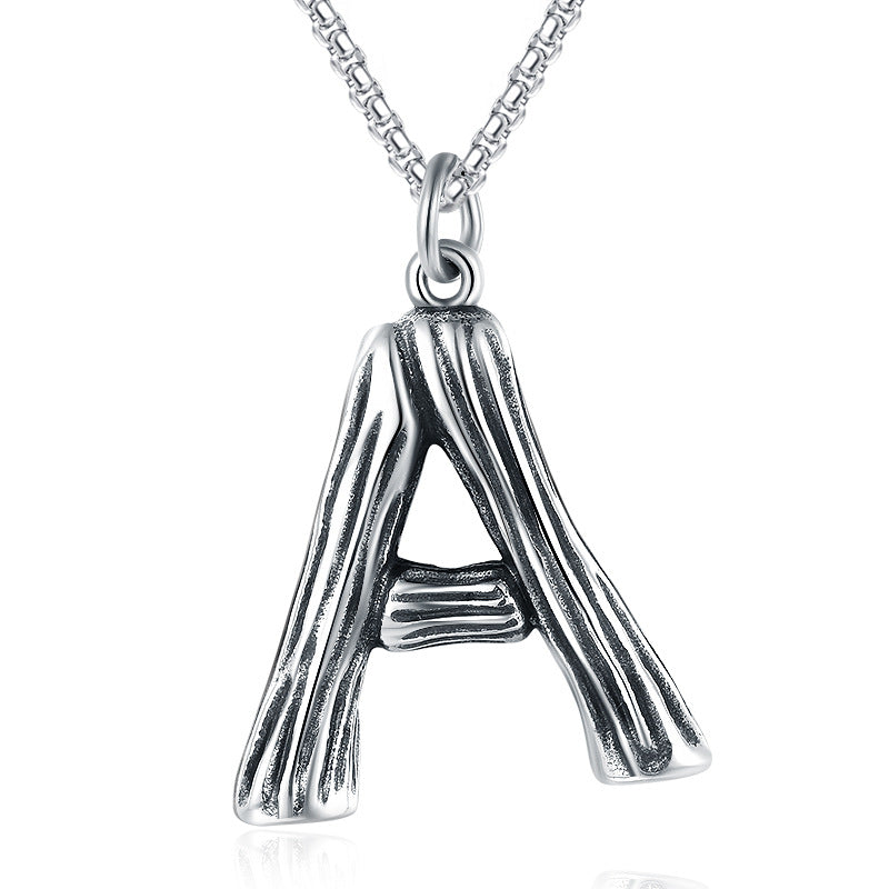 Stainless Steel Necklace – Minimalist 26 Letter Pendant