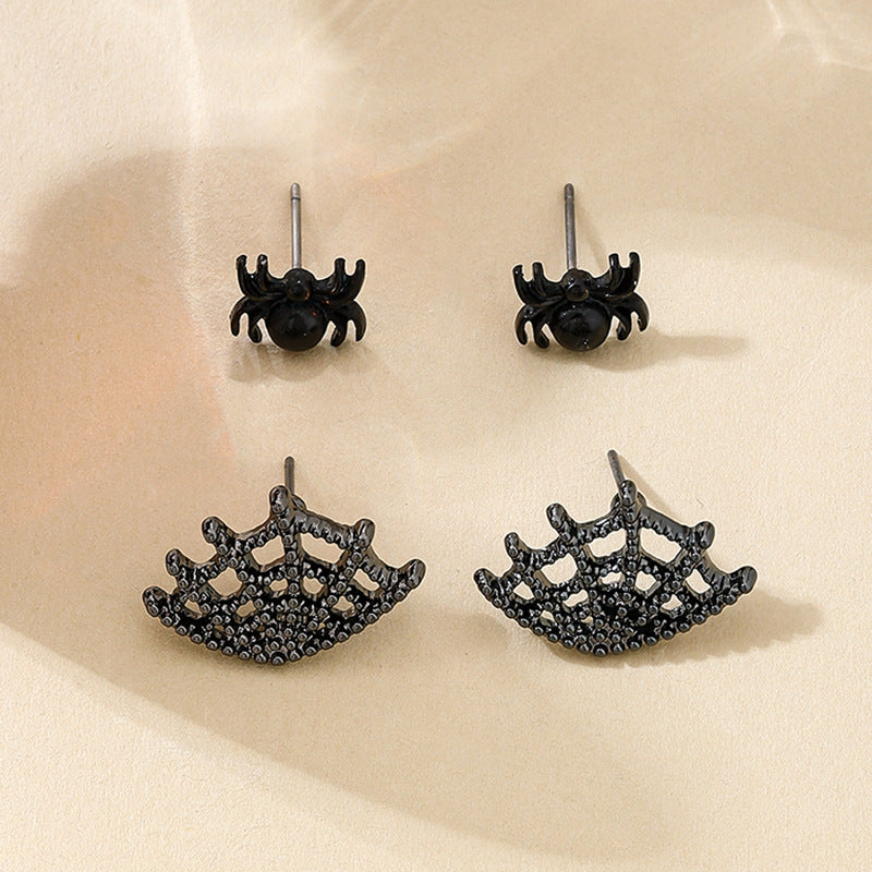 Planderful Vienna Verve Earrings Set – Creative Gothic Spider Web Design