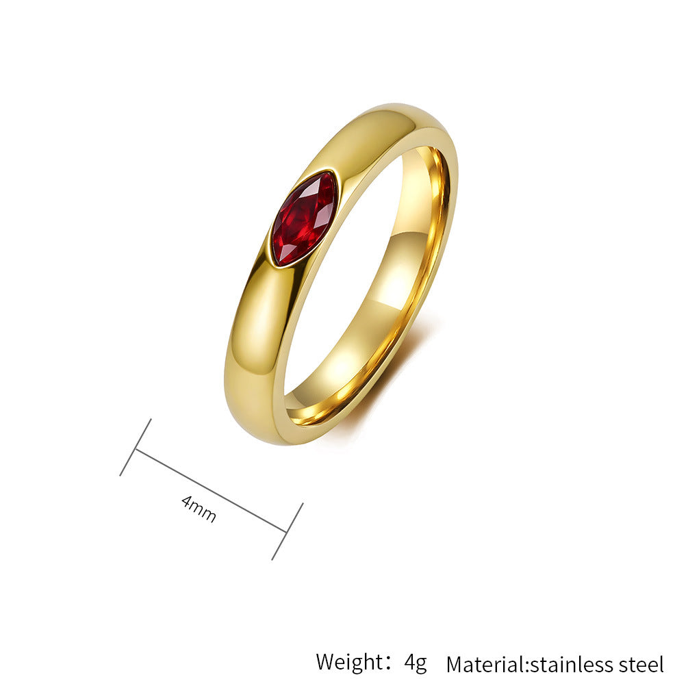Zircon Ring – Elegant Gold Plated Steel Ring