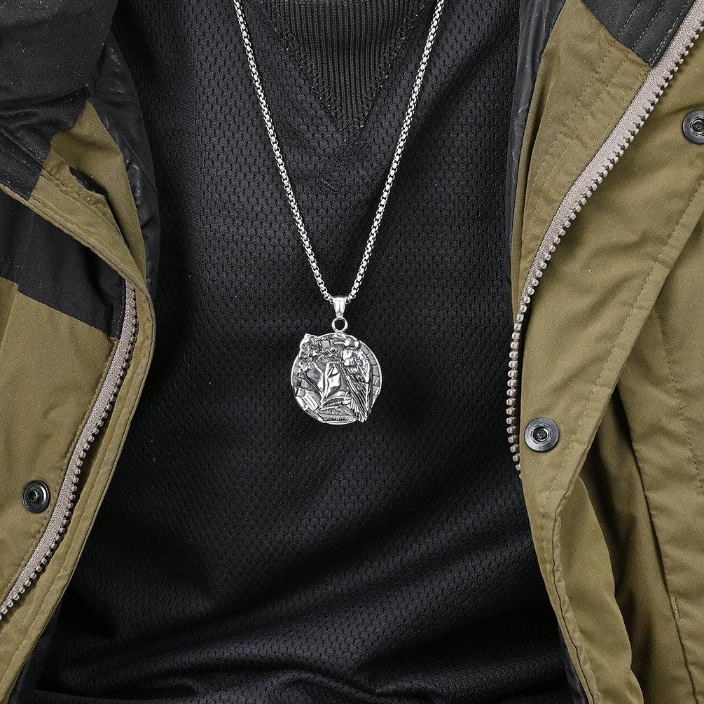 Cross-Border E-Commerce Jewelry Supply Nordic Viking Crow Necklace for Men