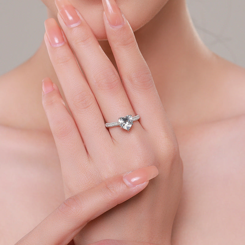 925 Sterling Silver Heart Zircon Ring
