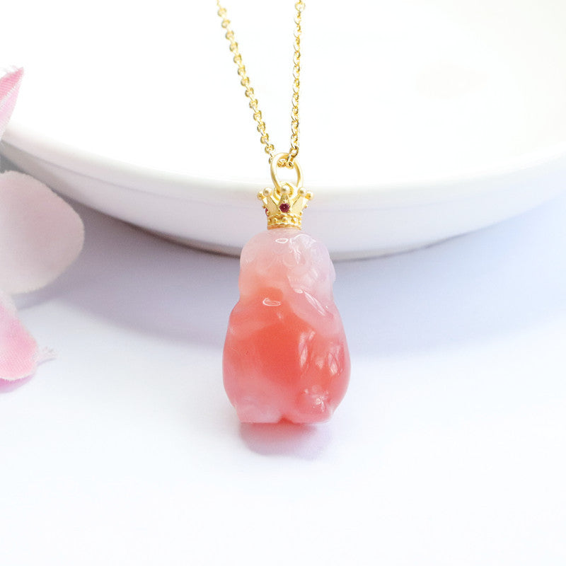 Yanyuan Agate Rabbit Silver Pendant — No Chain