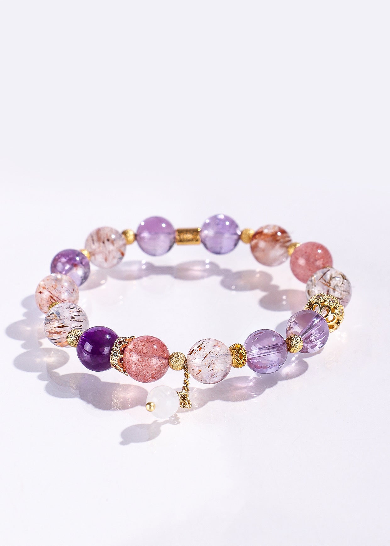 Planderful Fortune's Favor Bracelet – Elegant Amethyst and Strawberry Crystal Design