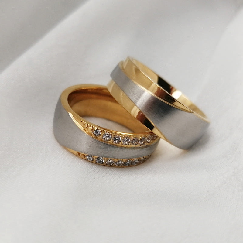 AliExpress Stainless Steel Couple Ring Micro Zircon Jewelry