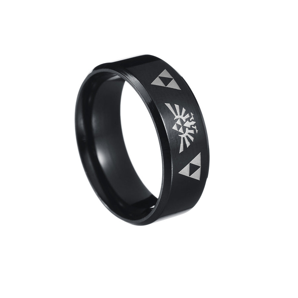 Mysterious Triangle Pattern Steel Ring Set - Size 6-13