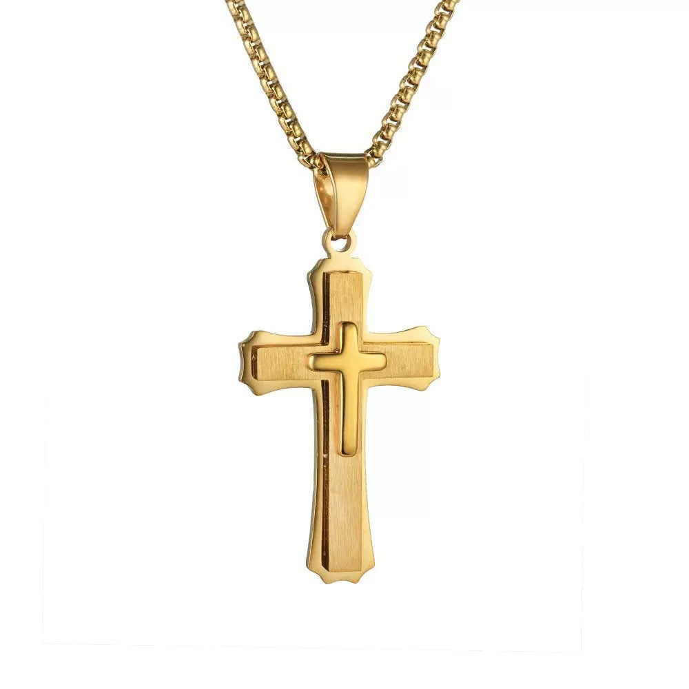 Punk Cross Stainless Steel Men's Pendant Necklace