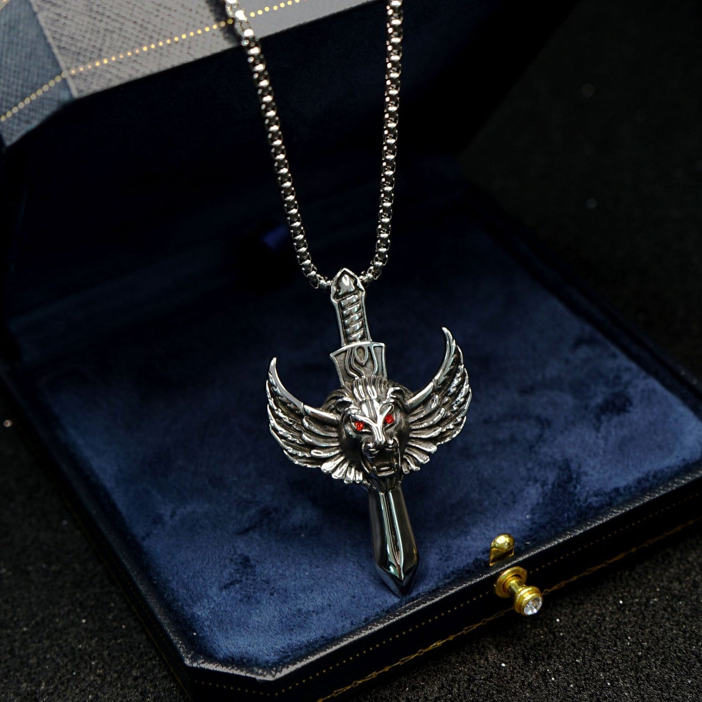 Steel Necklace - Vintage Lion Wing Pendant For Men Stainless Steel Gothic Jewelry