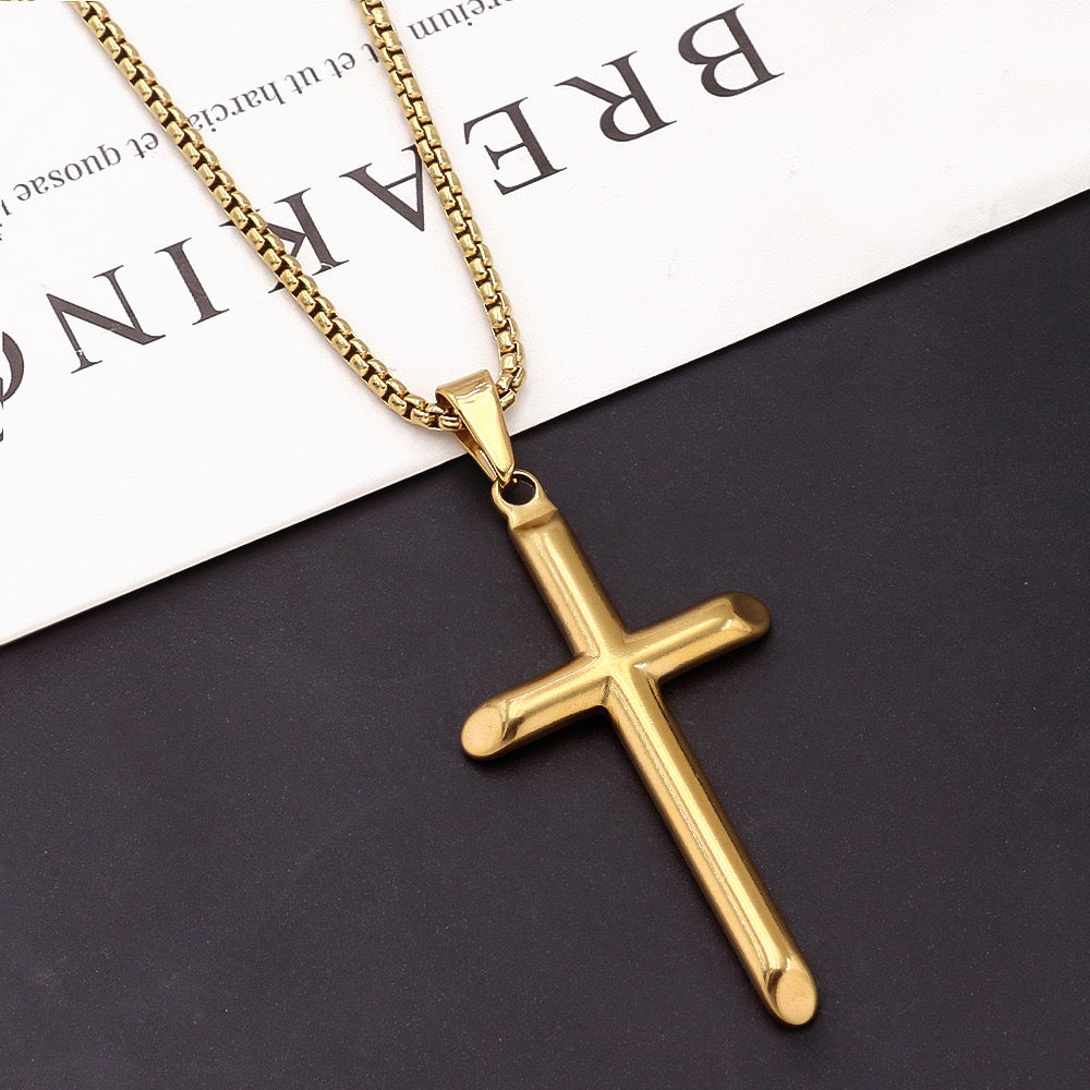 Planderful Everyday Genie Stainless Steel Cross Pendant Necklace For Men Hip Hop Trendy Durable Bold