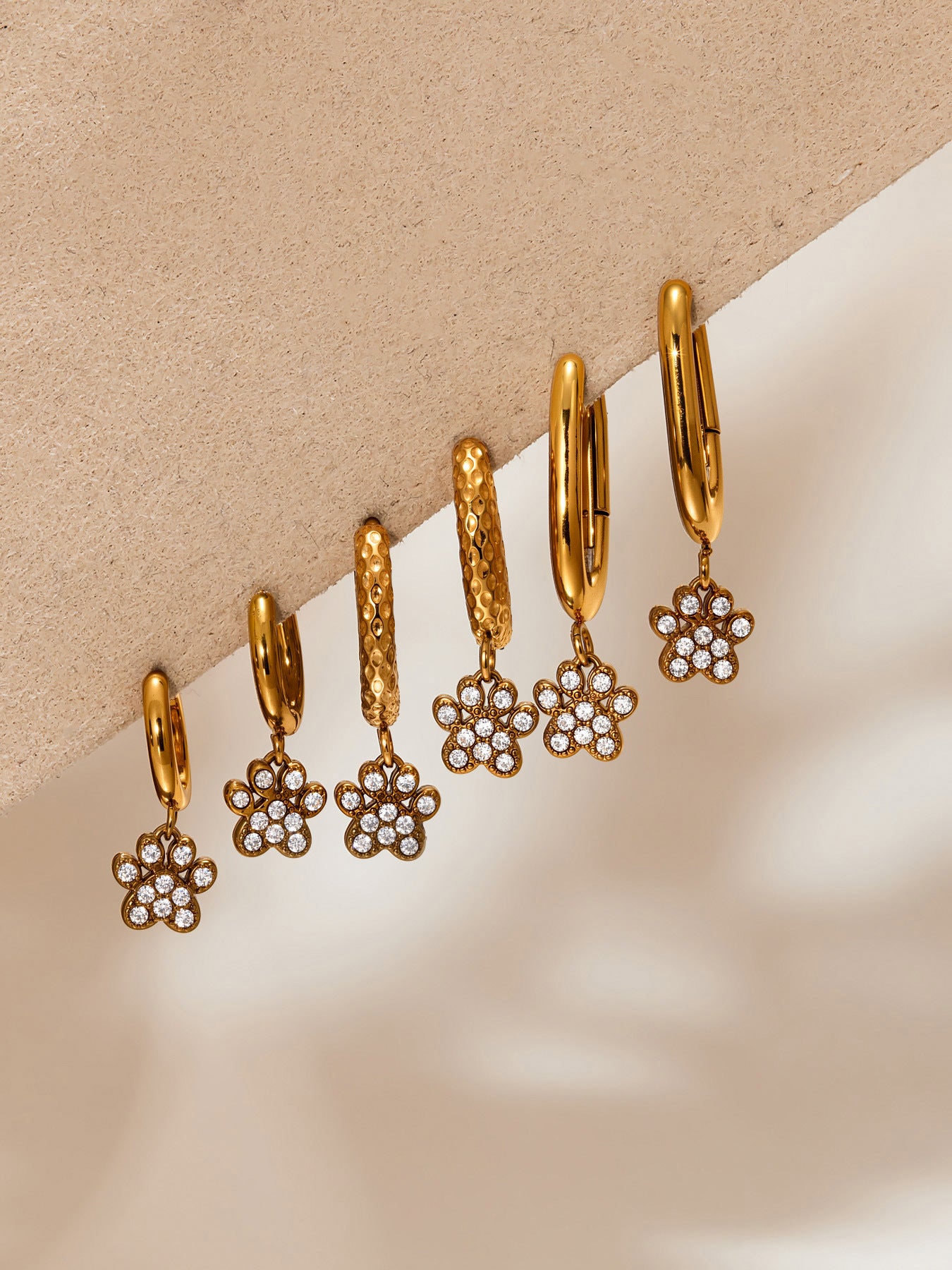 Planderful Cat Paw Earrings For Women Stainless Steel Zircon