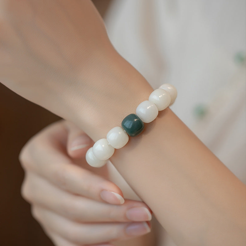 Fortune's Favor Sterling Silver Jade Bodhi Root Bracelet