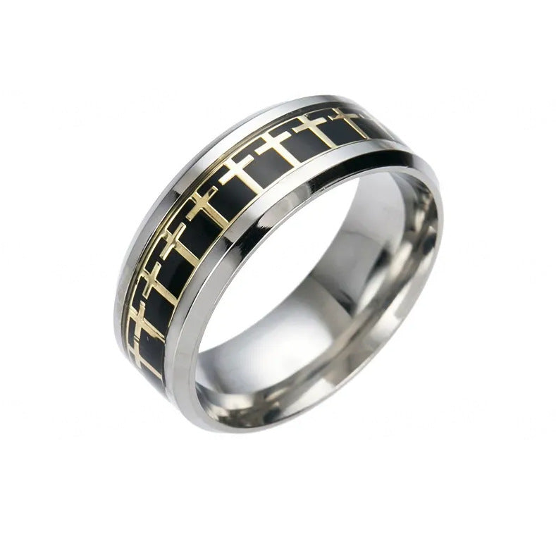 Stainless Steel Cross Ring Two Tone Unisex Planderful Everyday Wear For Men And Women