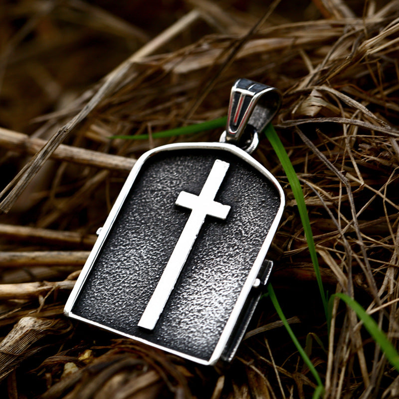 Retro Titanium Steel Grim Reaper Skull Cross Pendant for Men - Cross-Border Stainless Steel Jewelry