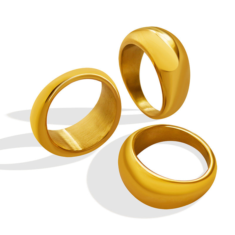 Titanium Steel Ring with 18K Gold-Plated Minimalist Design and Versatile Style
