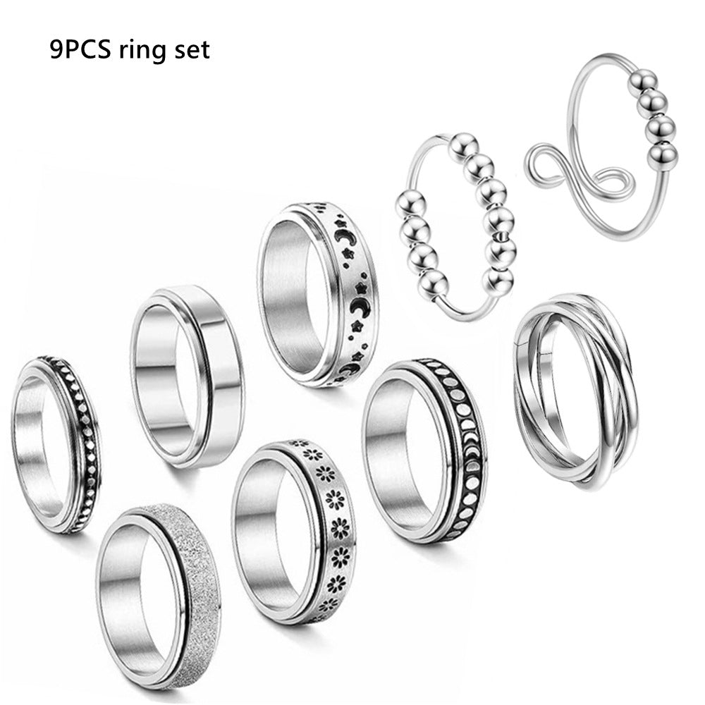 Planderful Matte Stainless Steel Couple Ring Rotating