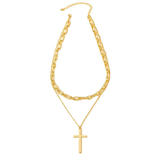 Creative Double Cross Pendant Necklace - Vienna Verve Collection