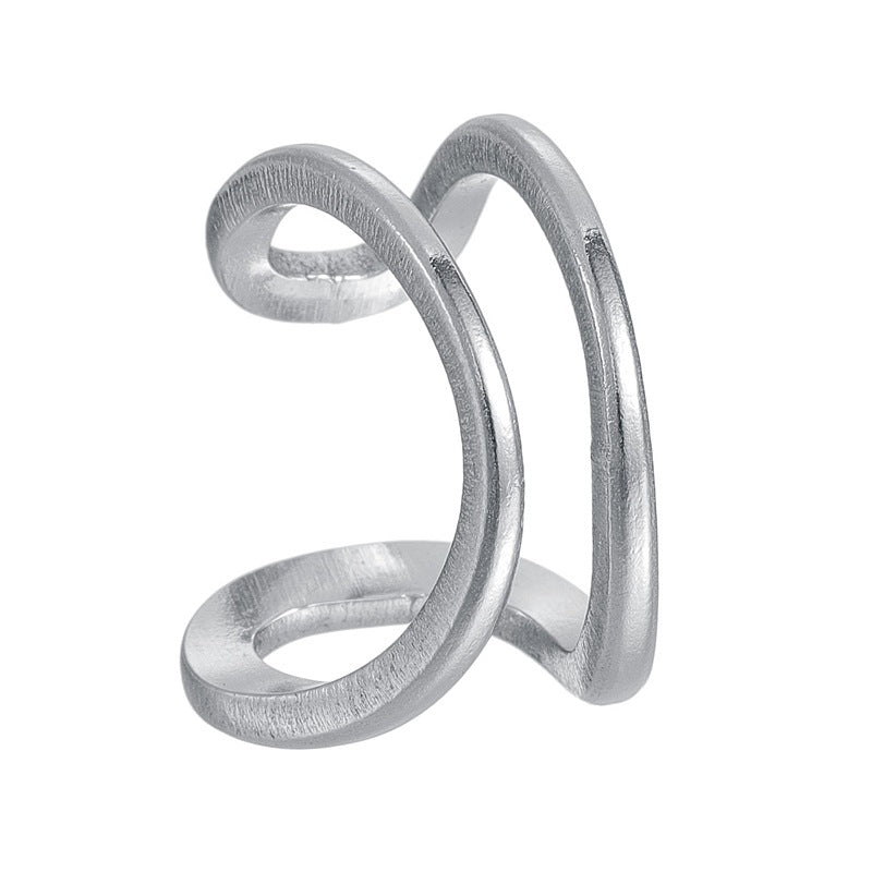 Planderful Titanium Steel Ring With Geometric Statement Design Adjustable For Women Unisex Jewelry
