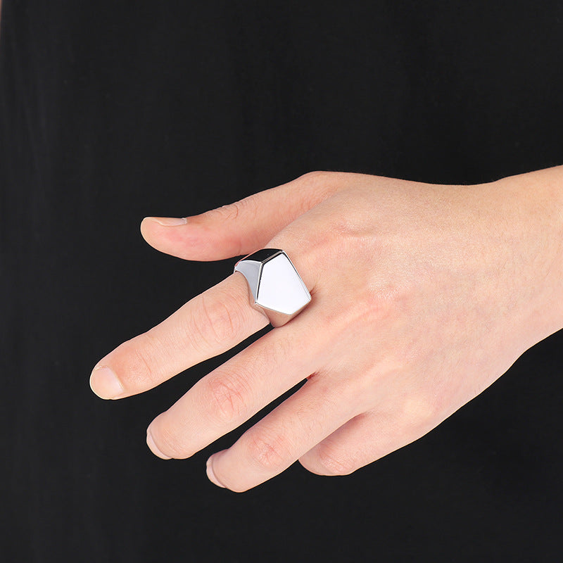 Planderful Geometric Pyramid Ring For Men Stainless Steel