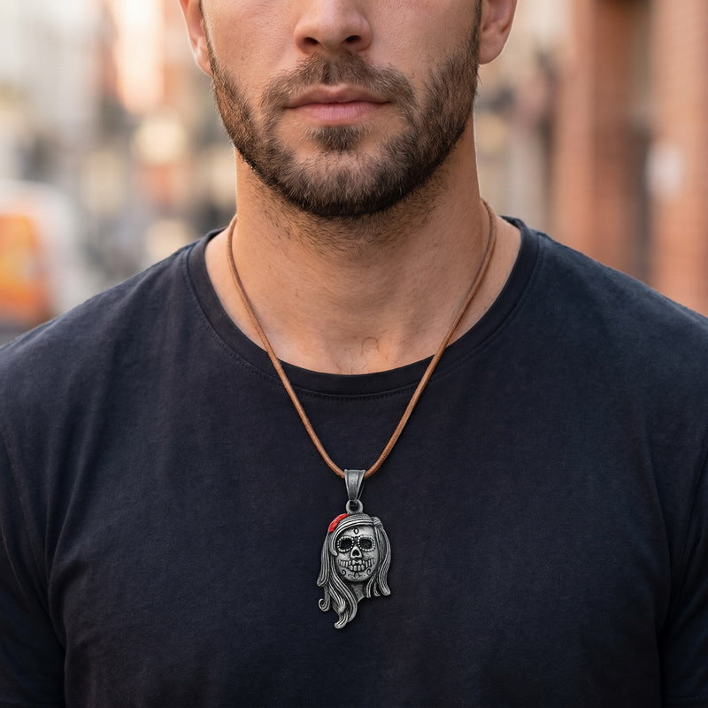 Film And Television Star Wars Mandalorian Dark Demon Horns Skull Cross Mangstar Stainless Necklace