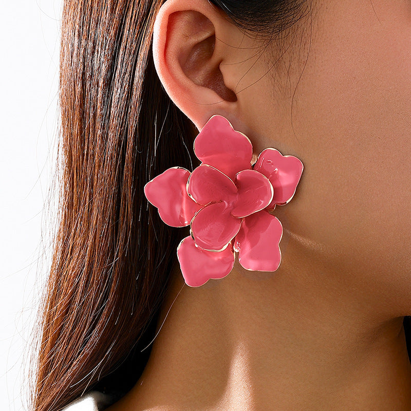 Planderful Vienna Verve Earrings – Exaggerated Multi-Layer Flower Design