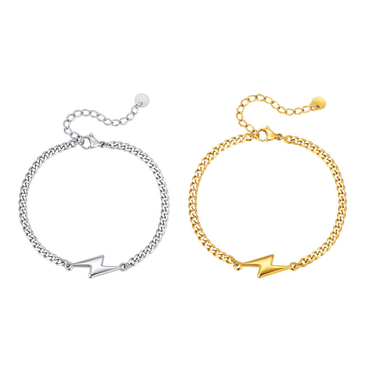 Planderful Stainless Steel Lightning Bracelet For Men Custom