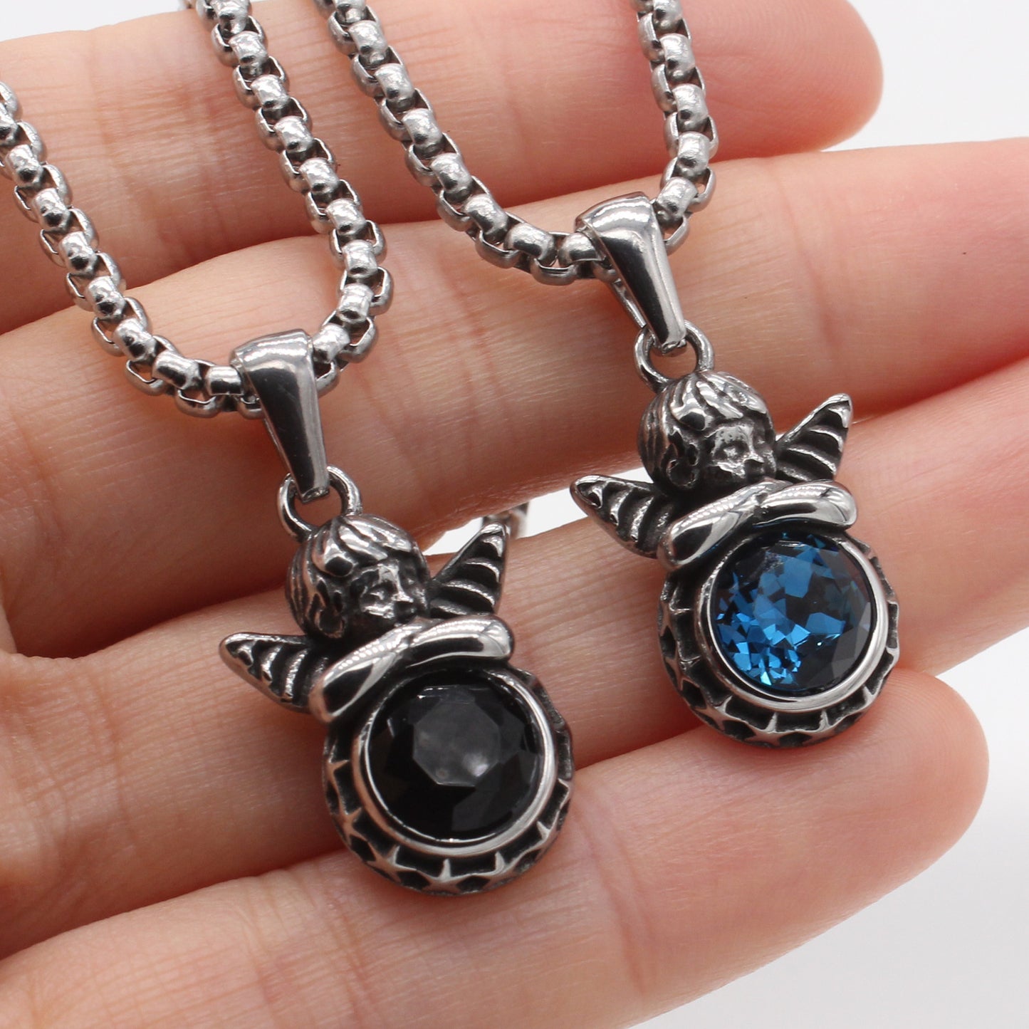 Planderful Everyday Genie – European and American Retro Little Angel Eros Titanium Steel Pendant Necklace for Men