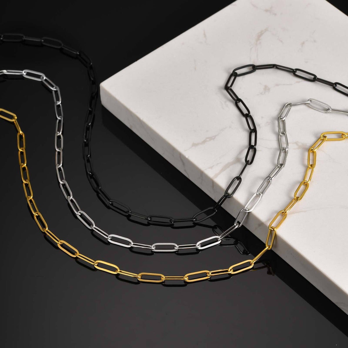 Thick Chain Stainless Steel Rectangular Chain Necklace Collarbone Chain Sweater Chain Men
