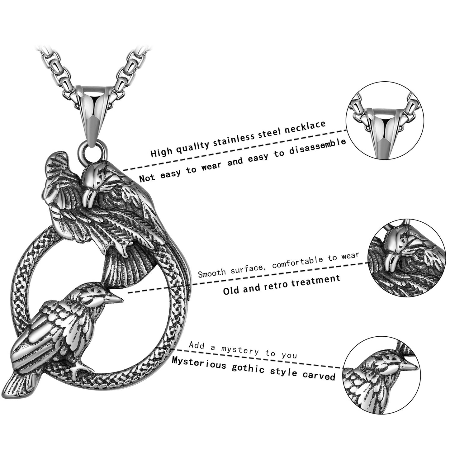 Steel Necklace – Vintage Bird's Nest Pendant