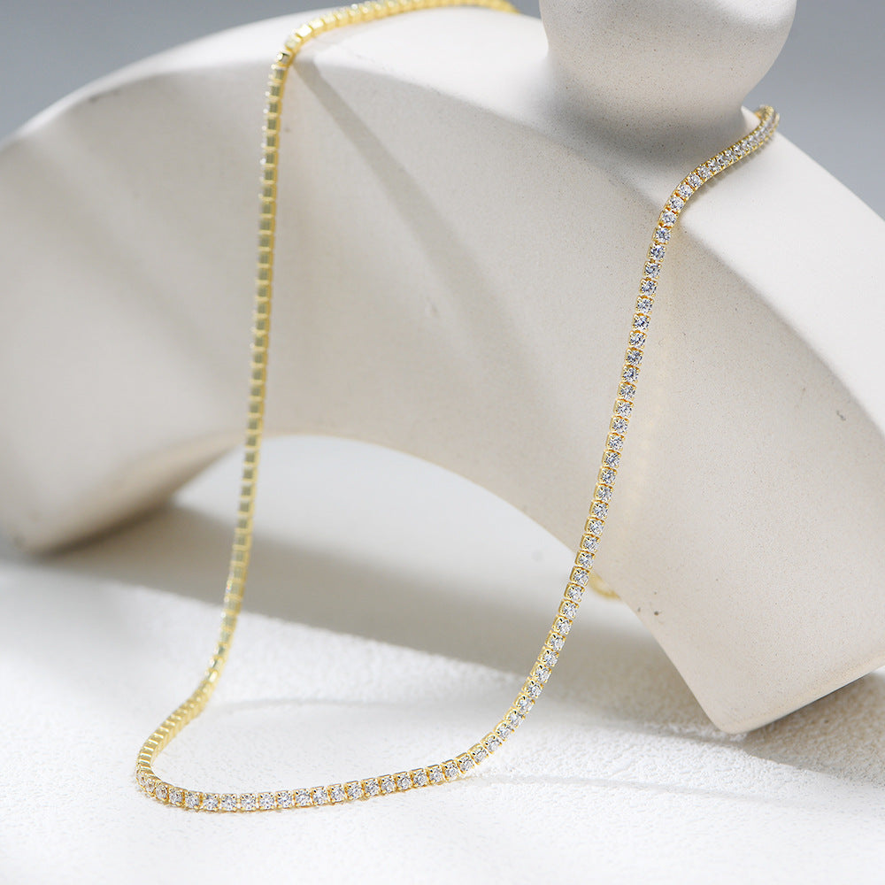 2mm Zircon Tennis Chain S925 Sterling Silver Hip Hop Full Necklace