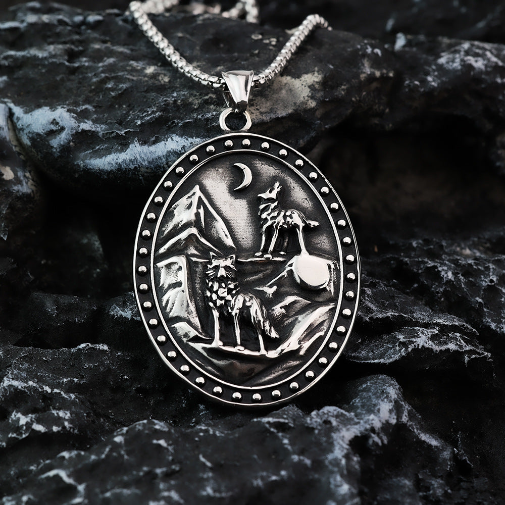European And American Retro Stainless Steel Men's Pendant Odin Necklace