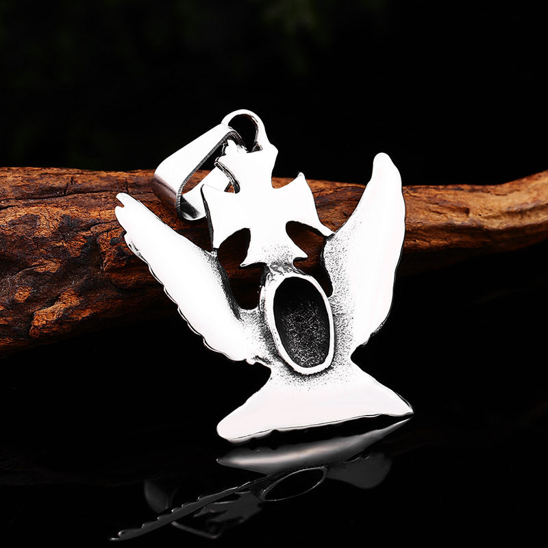 custom vintage-inspired titanium eagle pendant for men