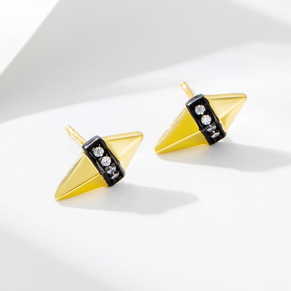 And Geometric Diamond Stud Earrings S925 Sterling Silver Punk Earrings