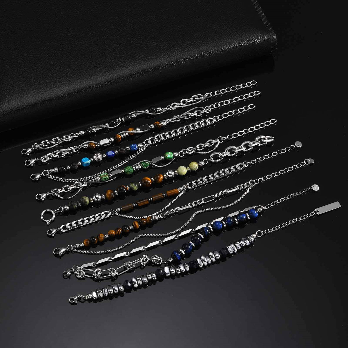 Natural Stone Stainless Steel Bracelet for Men