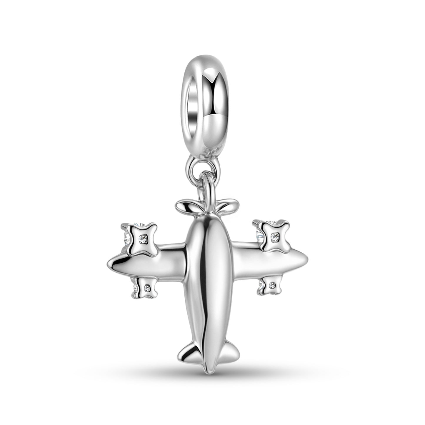 Planderful Jewelry Sterling Silver Pendant Zircon Aircraft Necklace Everyday Style