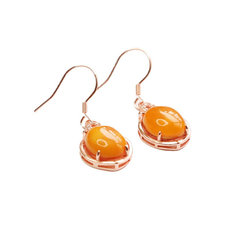 925 Sterling Silver Beeswax Amber Heart Earrings