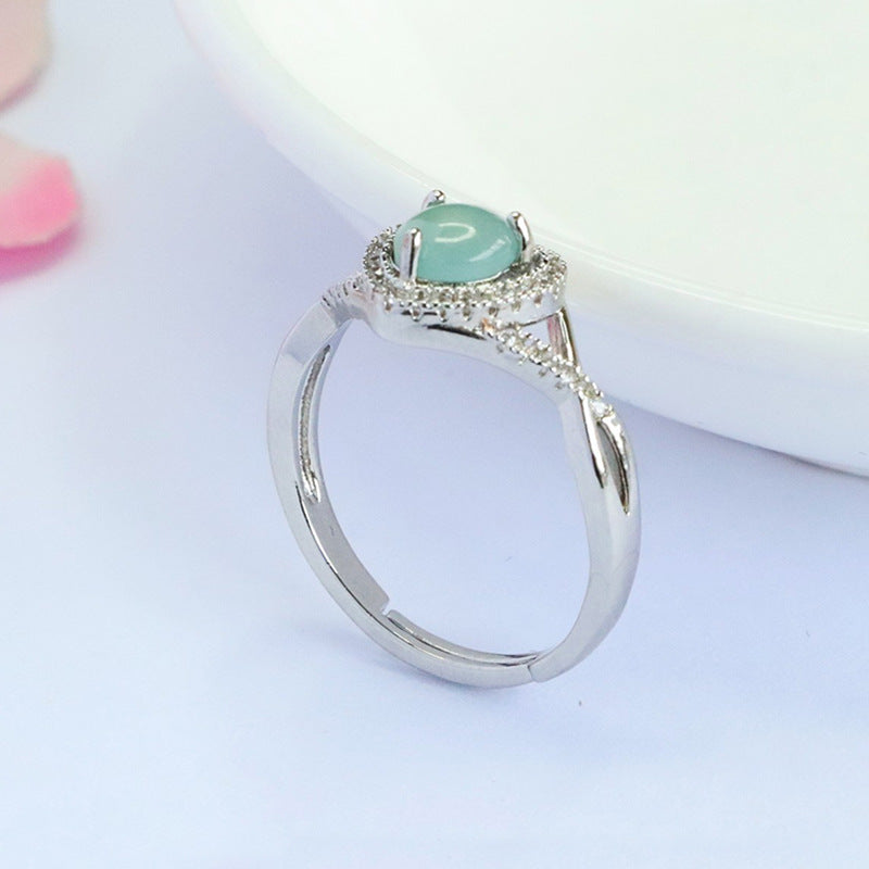 Blue Water Jadeite Heart-Inspired Ring