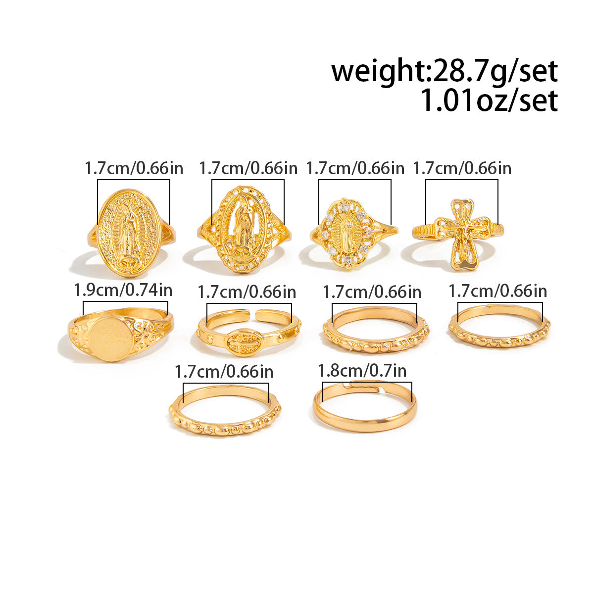Planderful Cross Ring Set For Women Vienna Verve Zircon Inlaid Love Butterfly Jewelry Statement