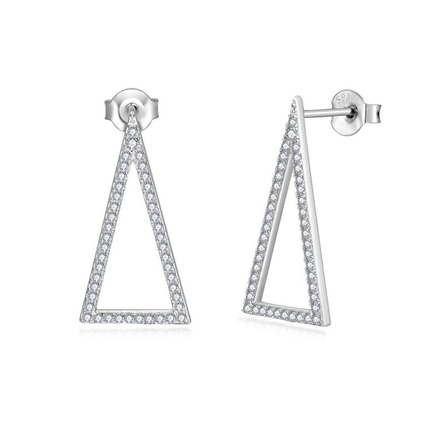 Planderful Moissanite Hollow Triangular Drop Earrings S925 Silver Sparkling For Modern Women